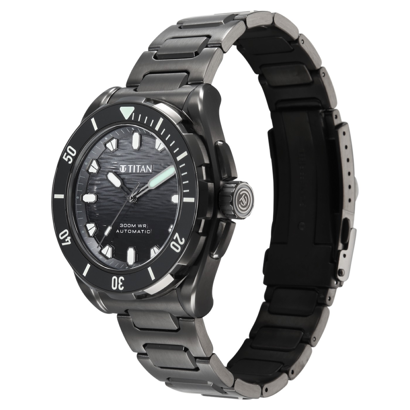 Titan Zero Hour Diver's 300m Automatic Analog with Black Dial Black Stainless Steel & Black FKM Strap Watch for Men 5