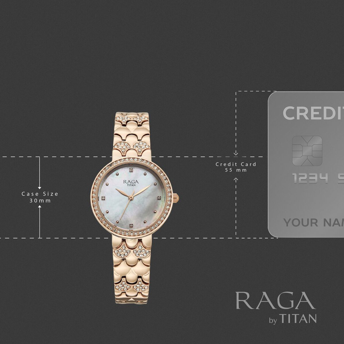 Titan Raga Spotlight Quartz Analog White Dial Rose Gold Metal Strap Watch For Women 4