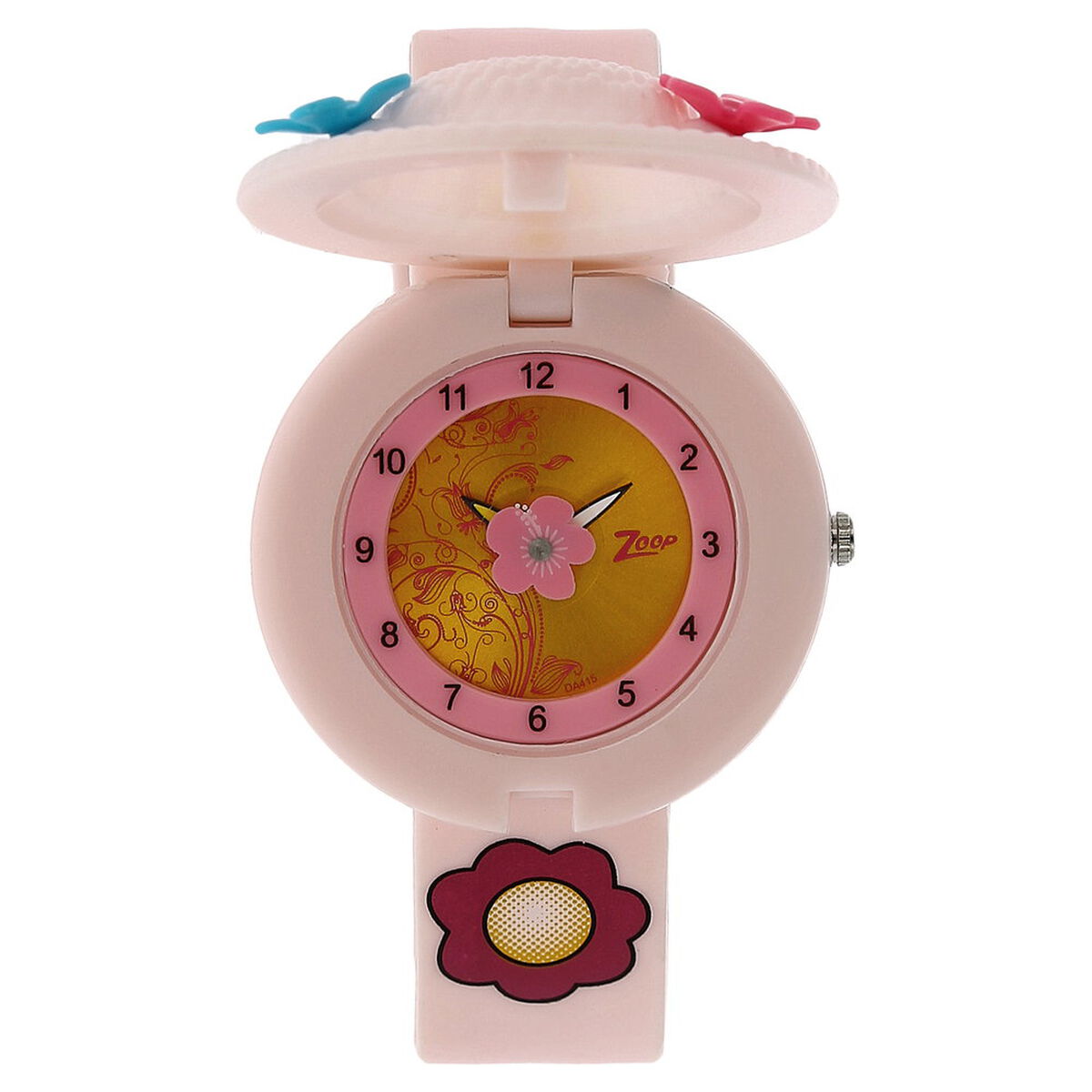 Zoop Analog Watch with Golden Dial & Pink Strap for Girls Kids, from House of Titan 1