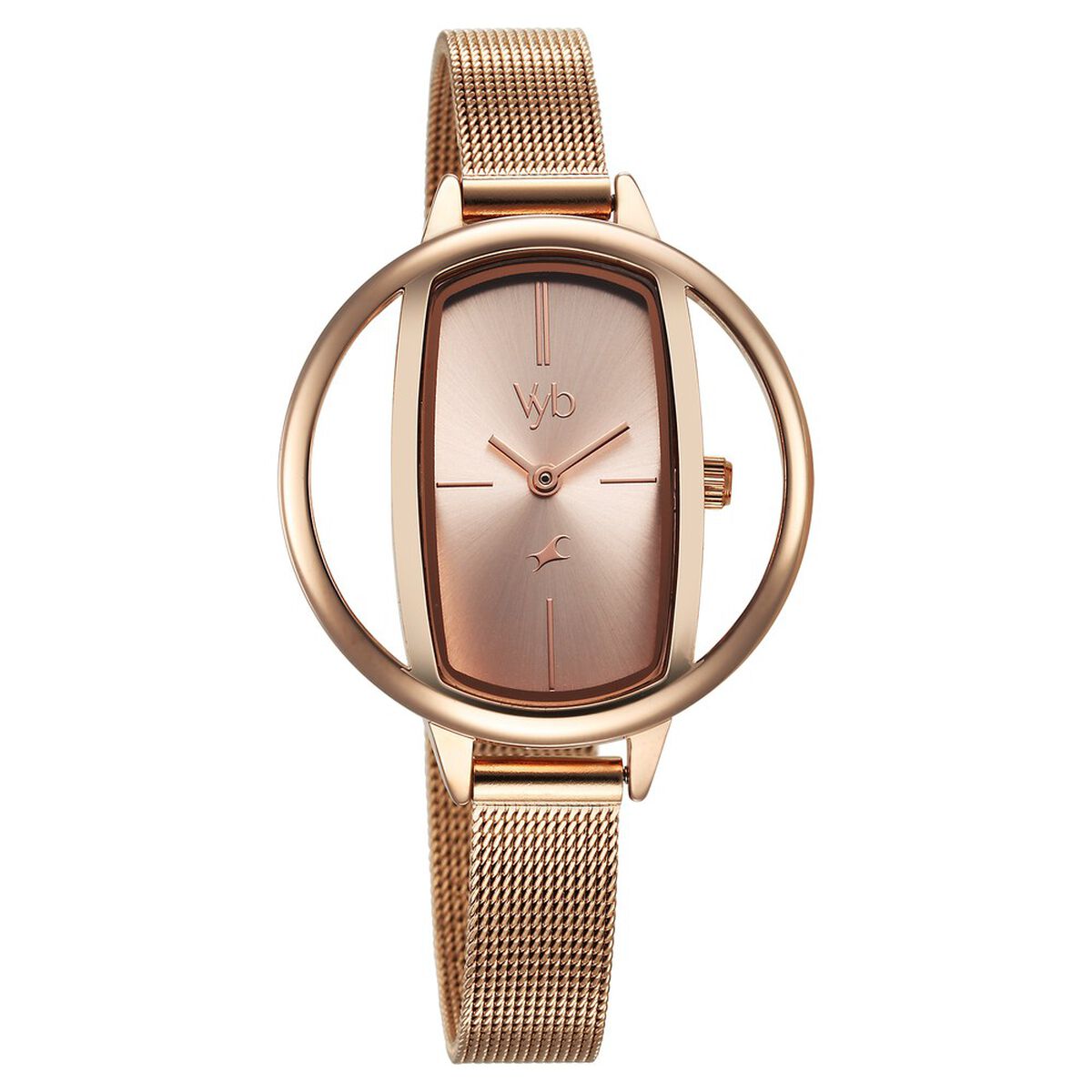 Fastrack Vyb Charmer Quartz Analog Rose Gold Dial Stainless Steel Strap Watch for Girls 3