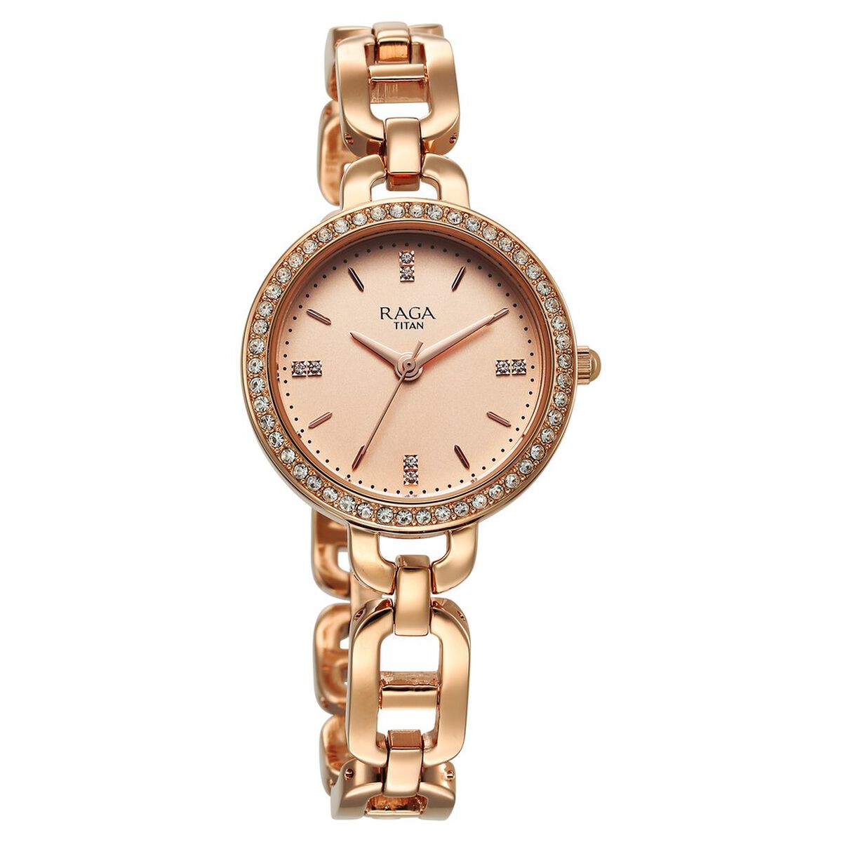 Titan Raga Showstopper Quartz Analog Rose Gold Dial Metal Strap Watch For Women 3