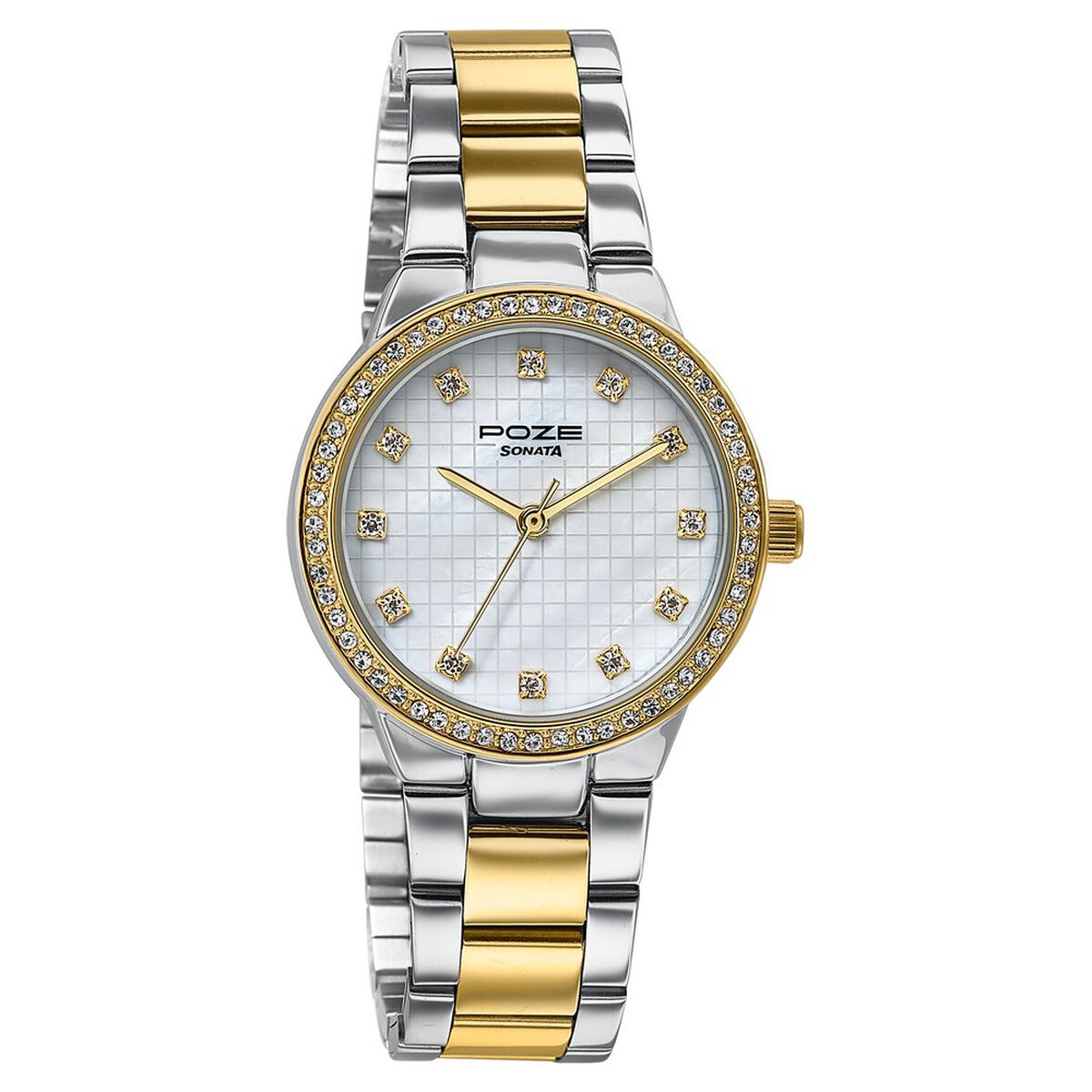 Sonata Poze Quartz Analog White Dial Two Toned Colour Stainless Steel Strap Watch For Women 2
