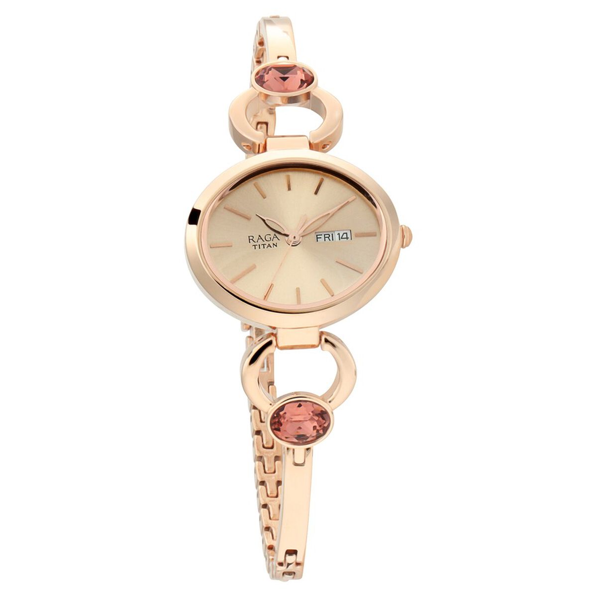 Titan Raga Viva Rose Gold Dial Analog with Day and Date Metal Strap Watch for Women 2