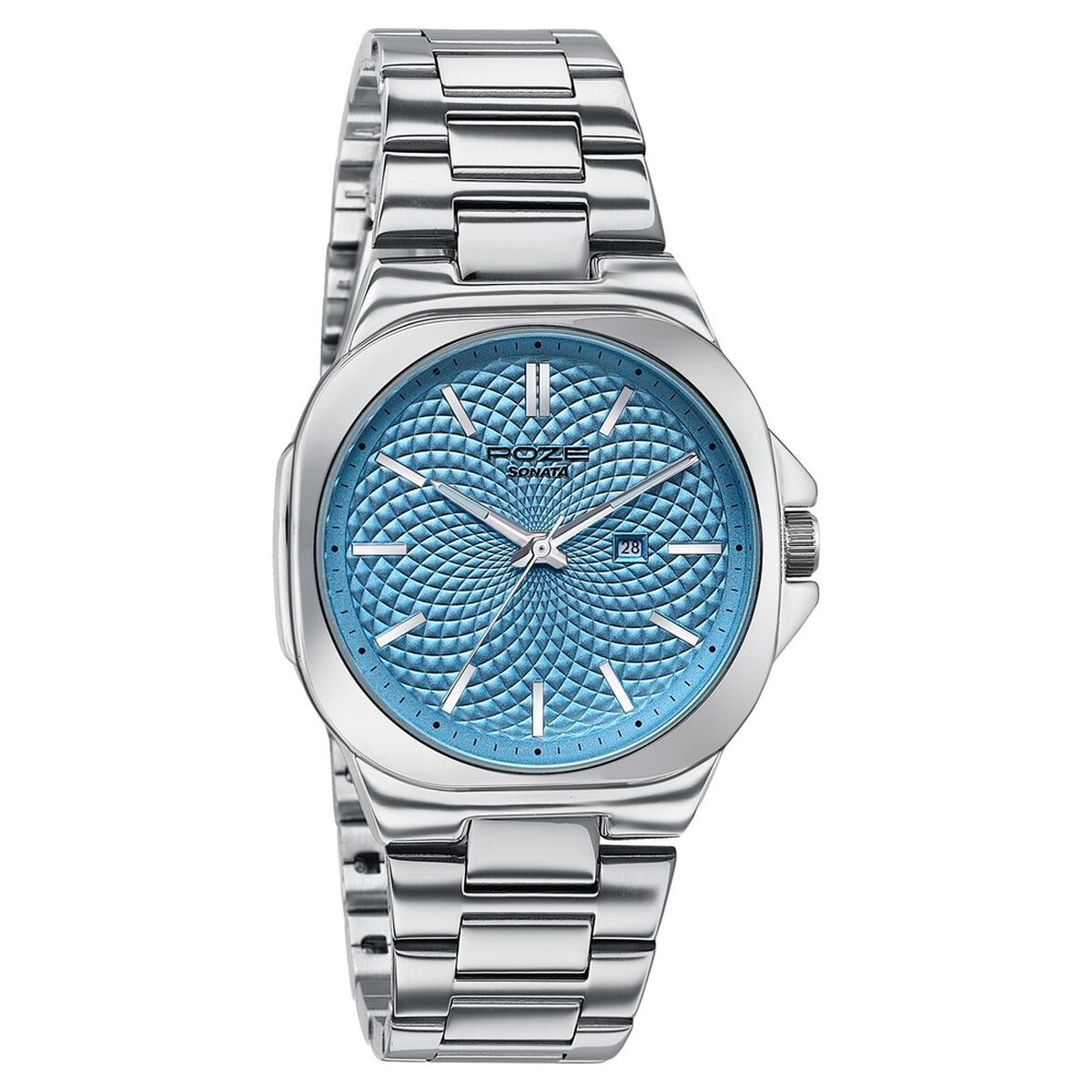 Sonata Poze Quartz Analog Blue Dial Silver Colour Stainless Steel Strap Watch For Men 2
