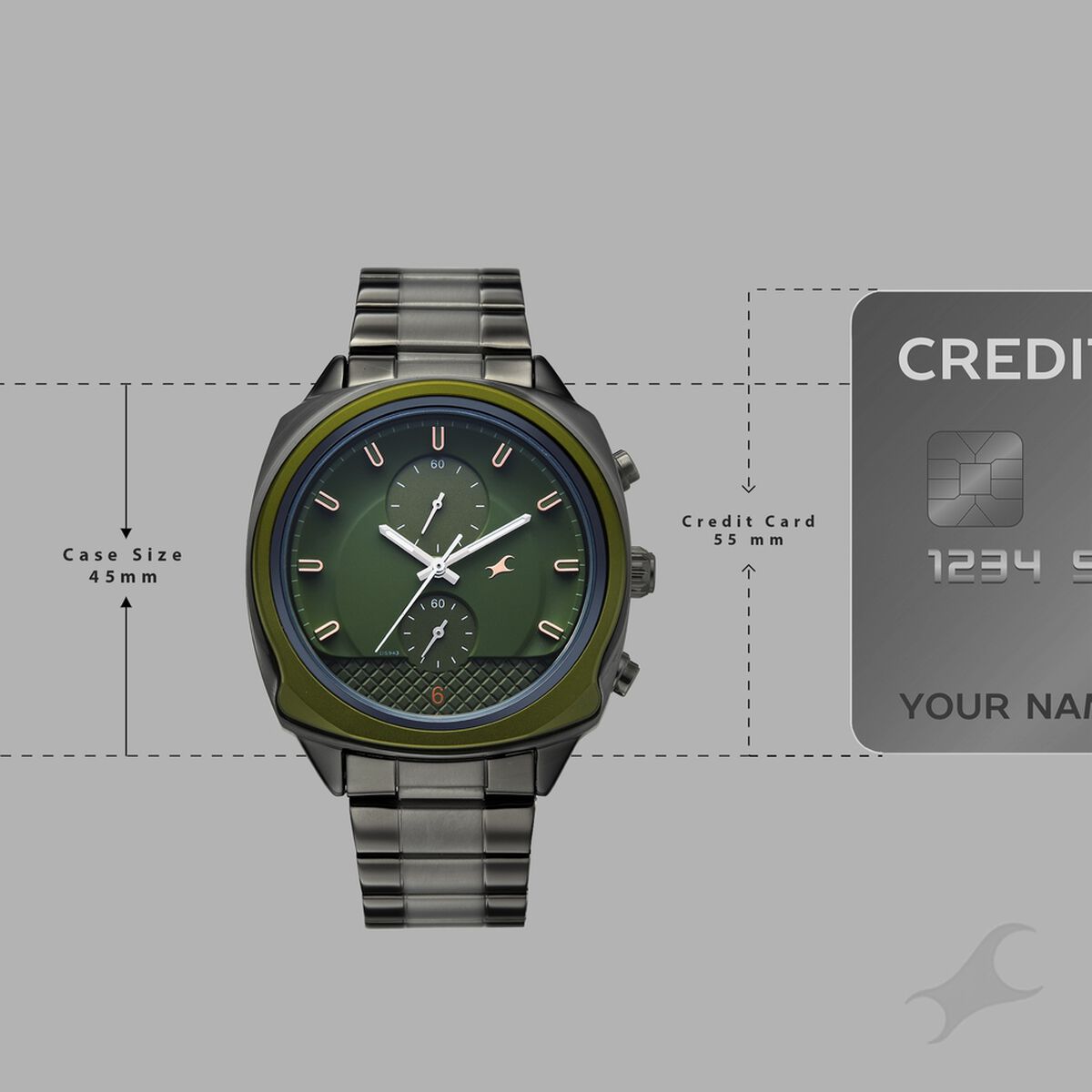 Fastrack Gelato Gunmetal chronograph watch with Pista green dial for Guys 4