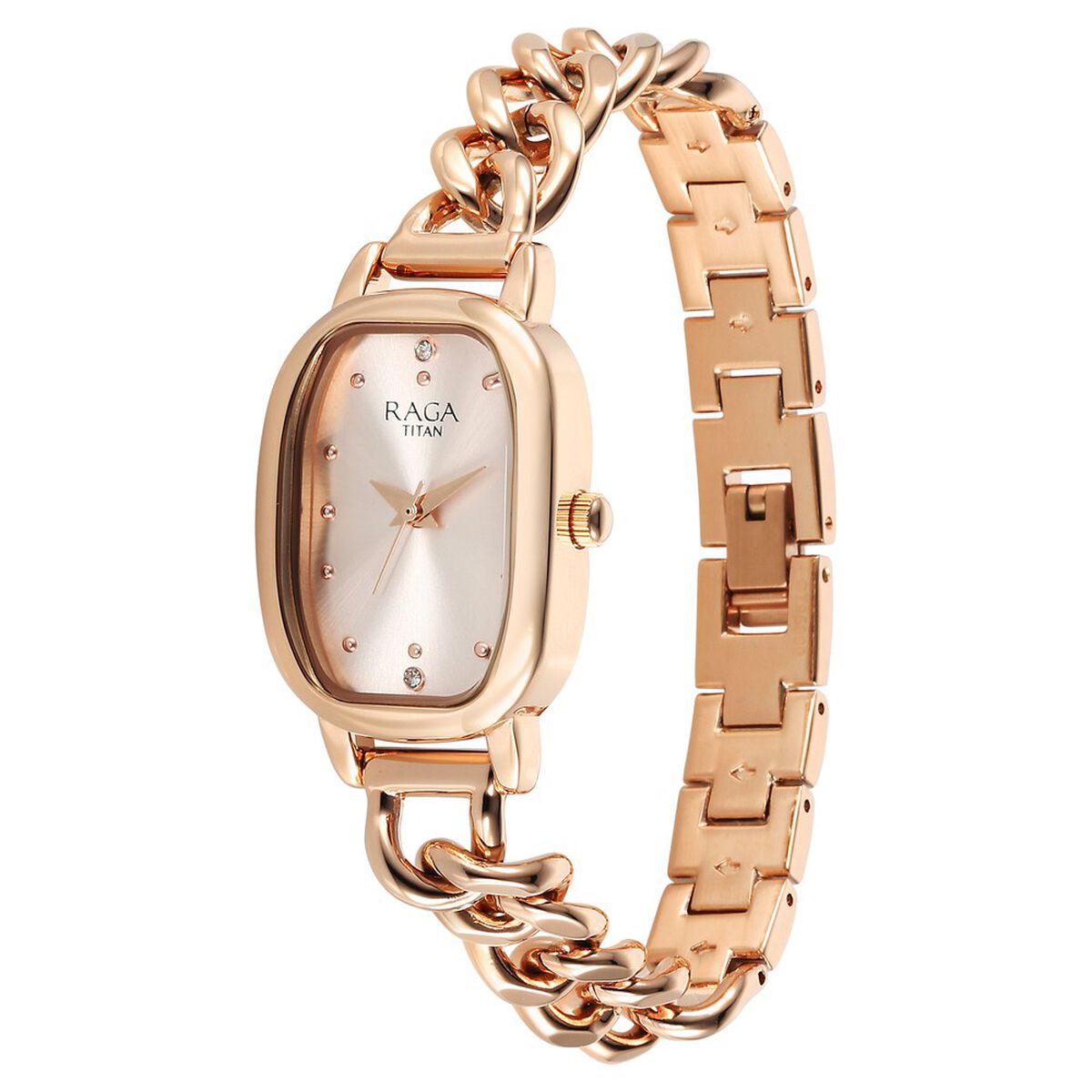 Titan Raga Showstopper Quartz Analog Rose Gold Dial Metal Strap Watch For Women 3