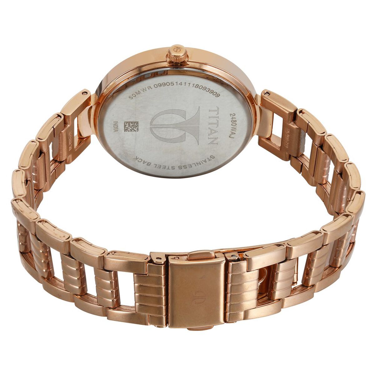Titan Purple Sparkle Quartz Analog Purple Dial Rose Gold Stainless Steel Strap Watch For Women 5