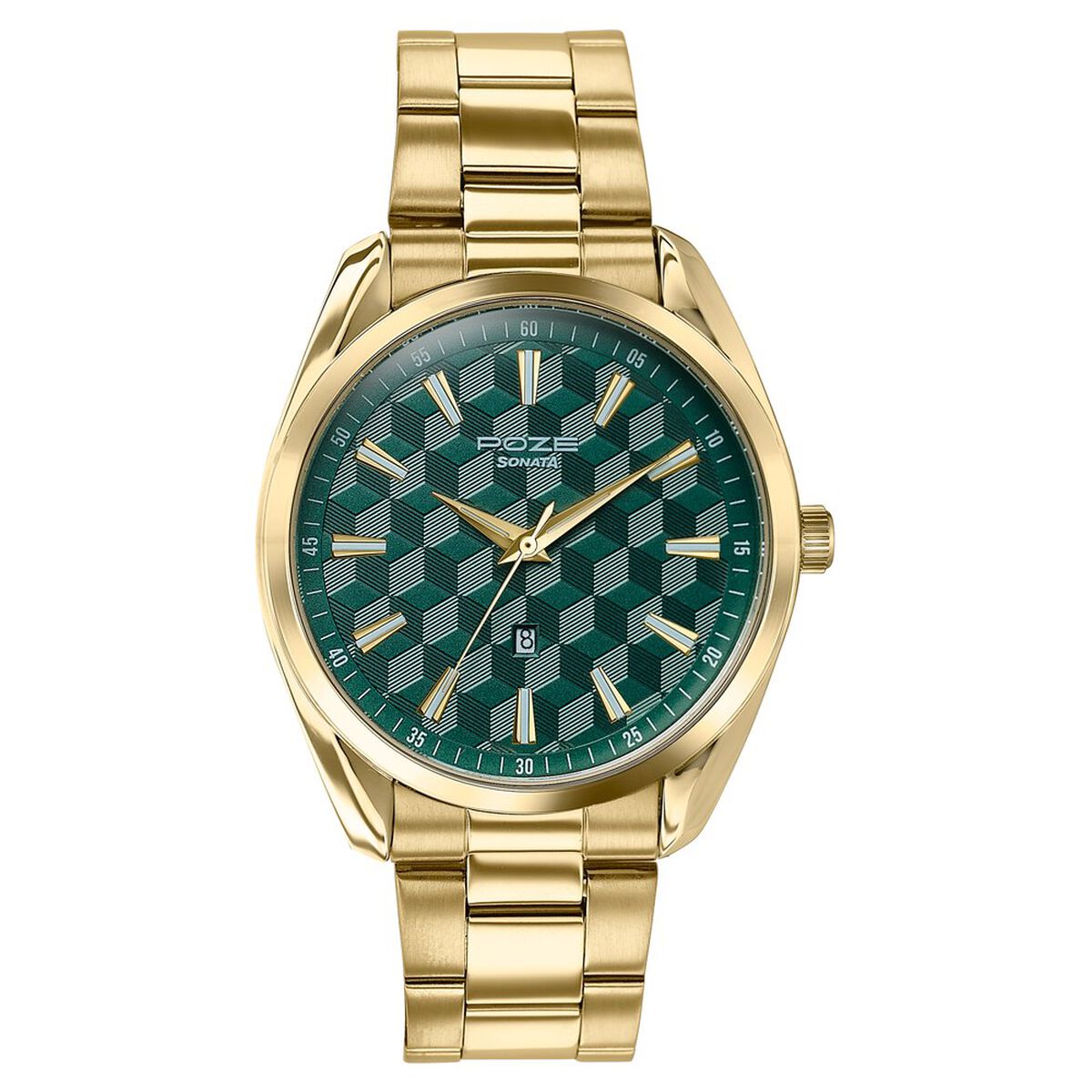Sonata Poze Quartz Analog Two Toned Dial Golden Colour Stainless Steel Strap Watch For Men 3