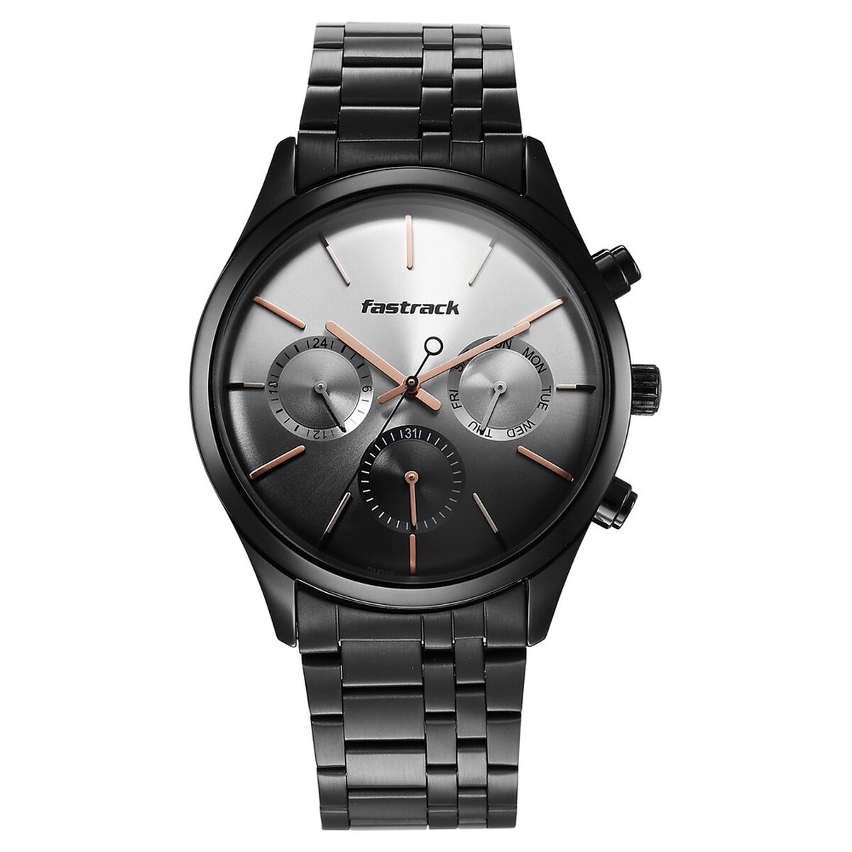 Fastrack Opulence Quartz Multifunction Multicoloured Dial Stainless Steel Strap Watch for Guys 3