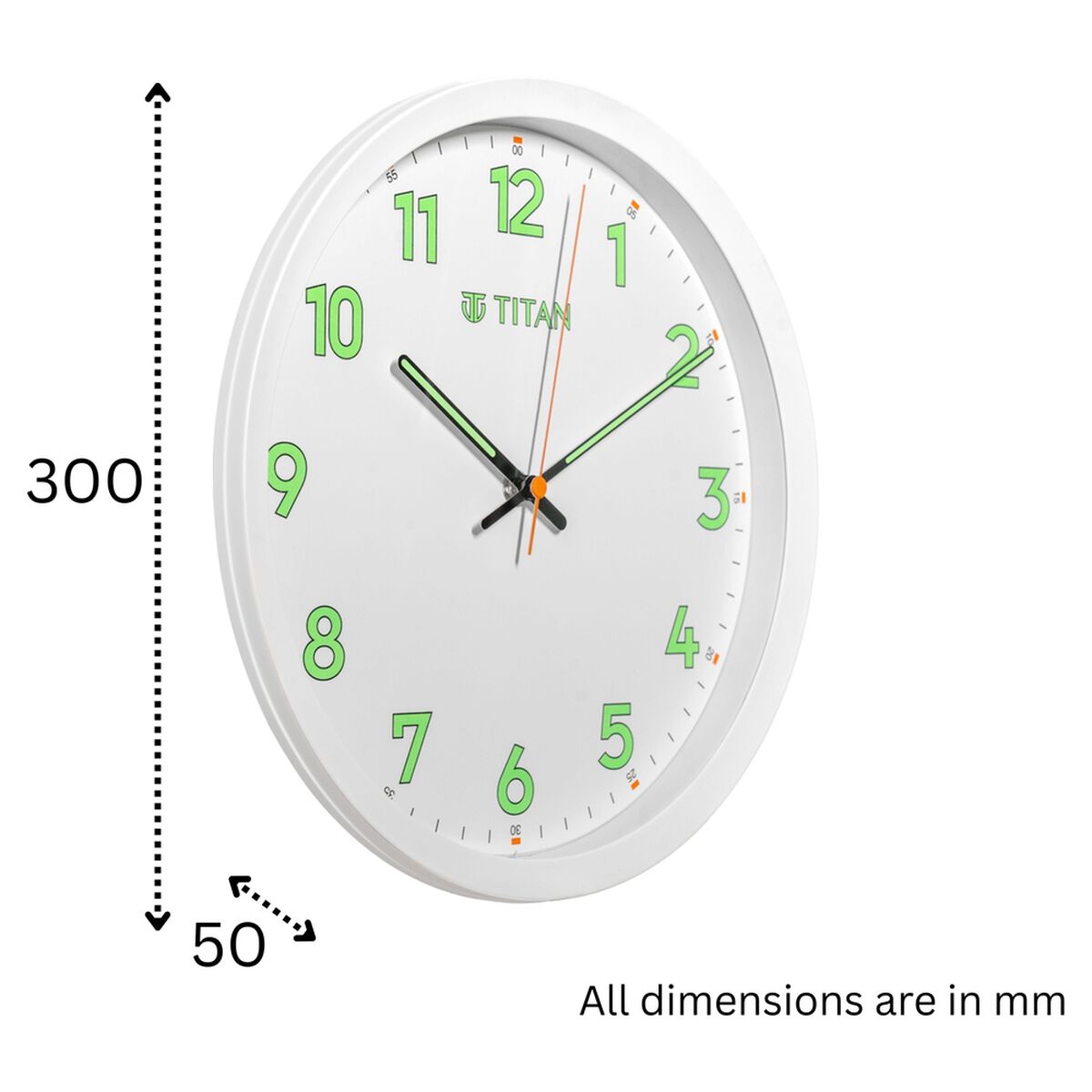 Titan Classic Wall Clock Quartz Analog White Dial Silent Sweep - 30 cm x 30 cm (Medium) 4