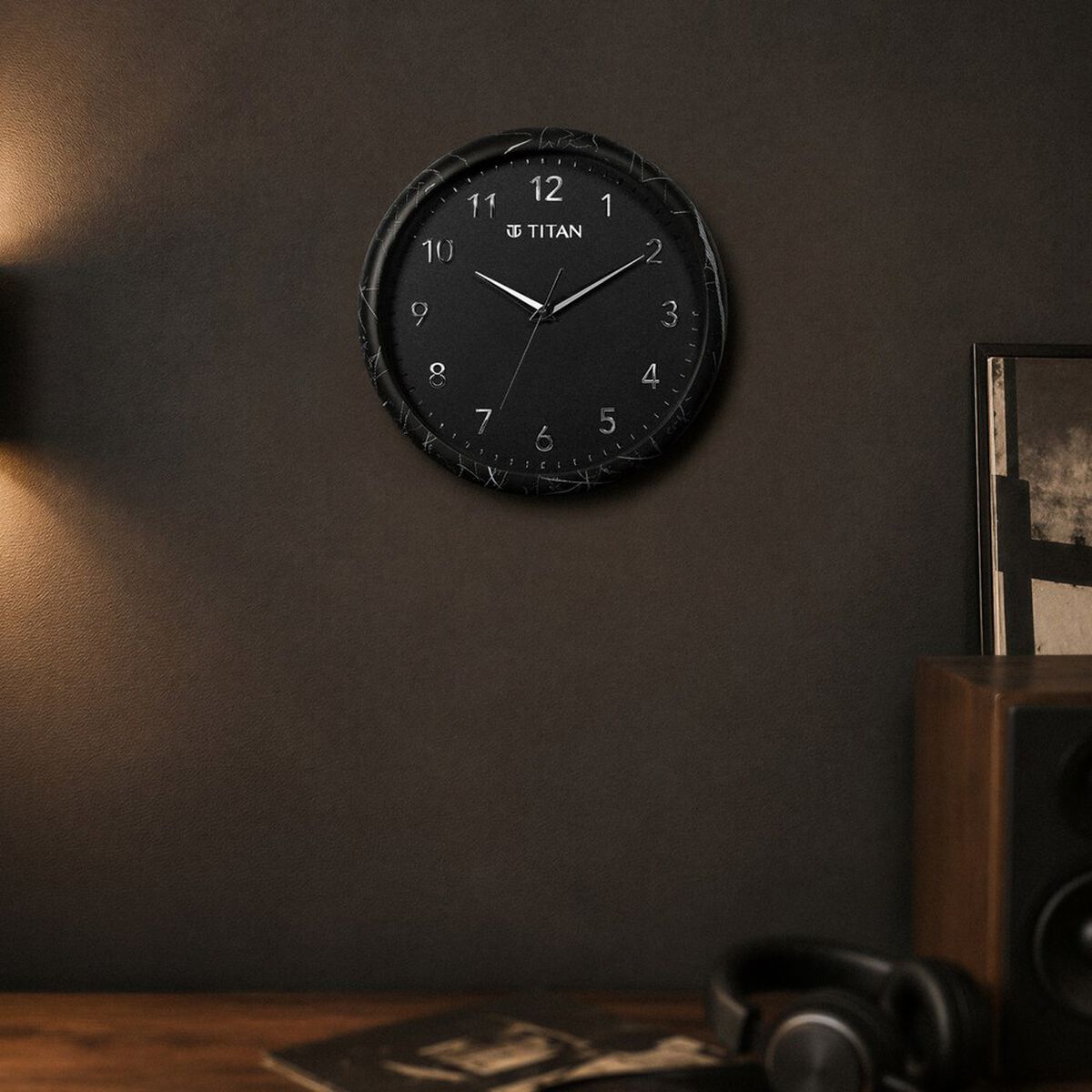 Titan Black Marble Dial Wall Clock with 3D Project Numerals & Silent Sweep - 35.5 cm x 35.5 cm x 5 cm (Medium) 1