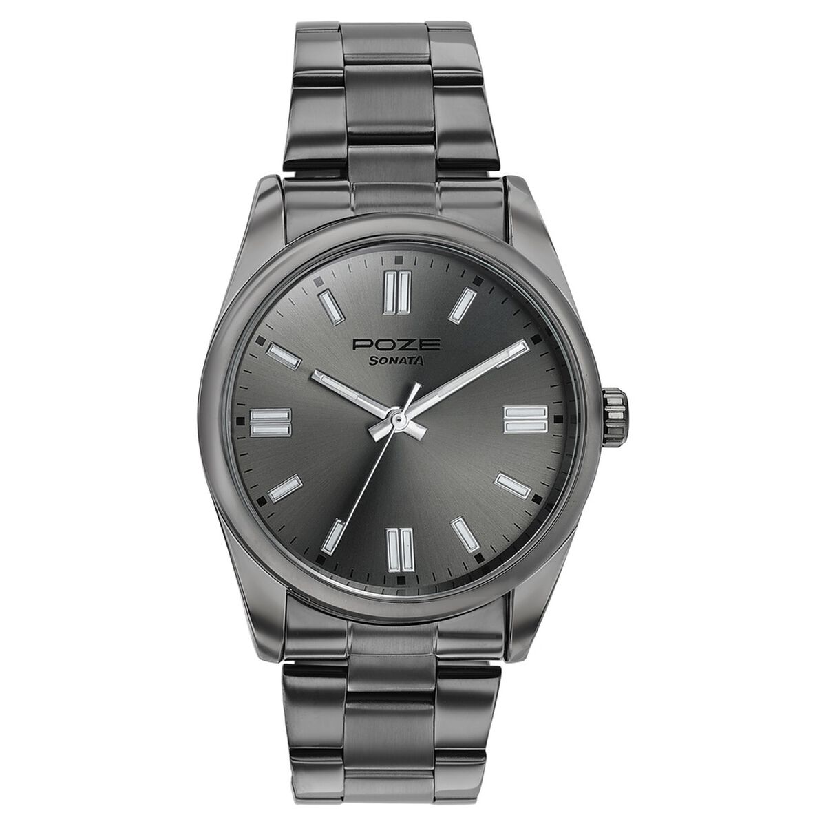 Sonata Poze Quartz Analog Grey Dial Grey Stainless Steel Strap Watch For Men 2