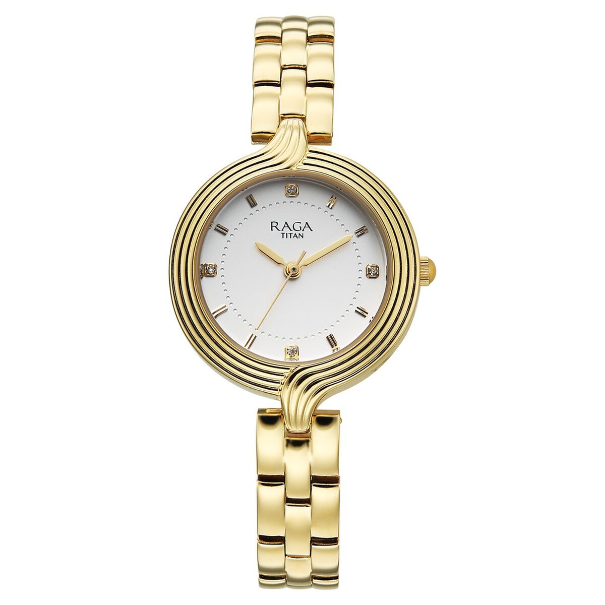 Titan Raga Showstopper Quartz Analog White Dial Rose Gold Metal Strap Watch For Women 1
