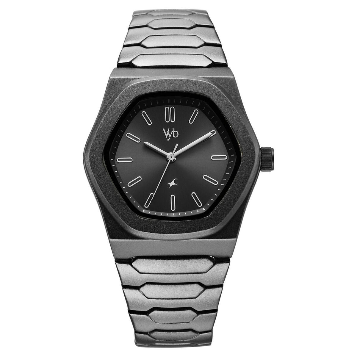 Vyb Limitless By Fastrack Quartz Analog Grey Dial Grey Metal Strap Watch For Guys 1