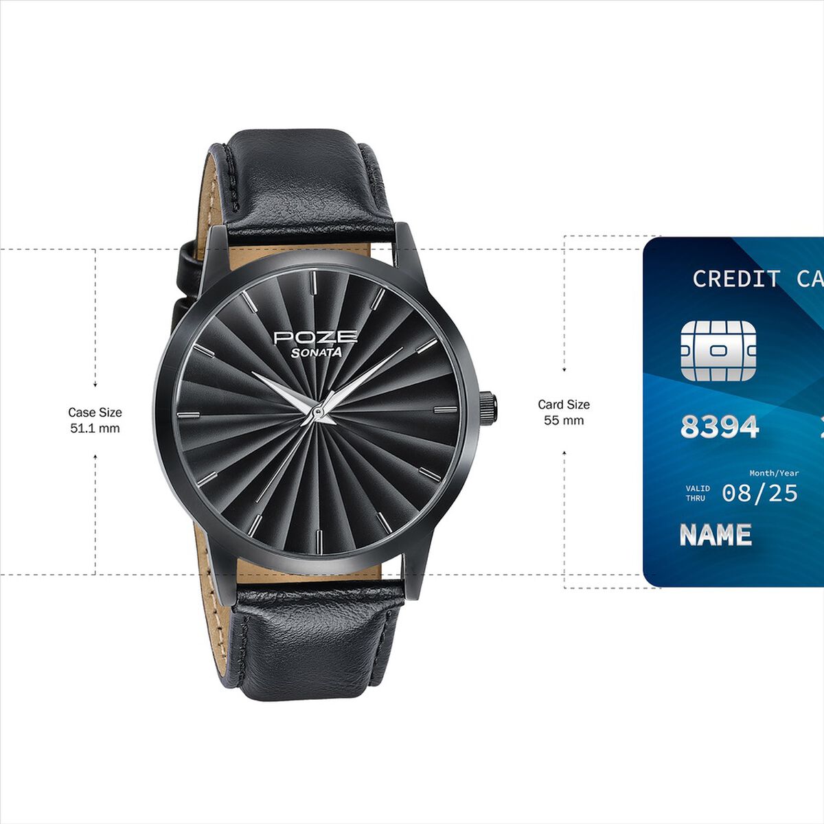 Sonata Poze Quartz Analog Black Dial Leather Strap Watch For Men 4