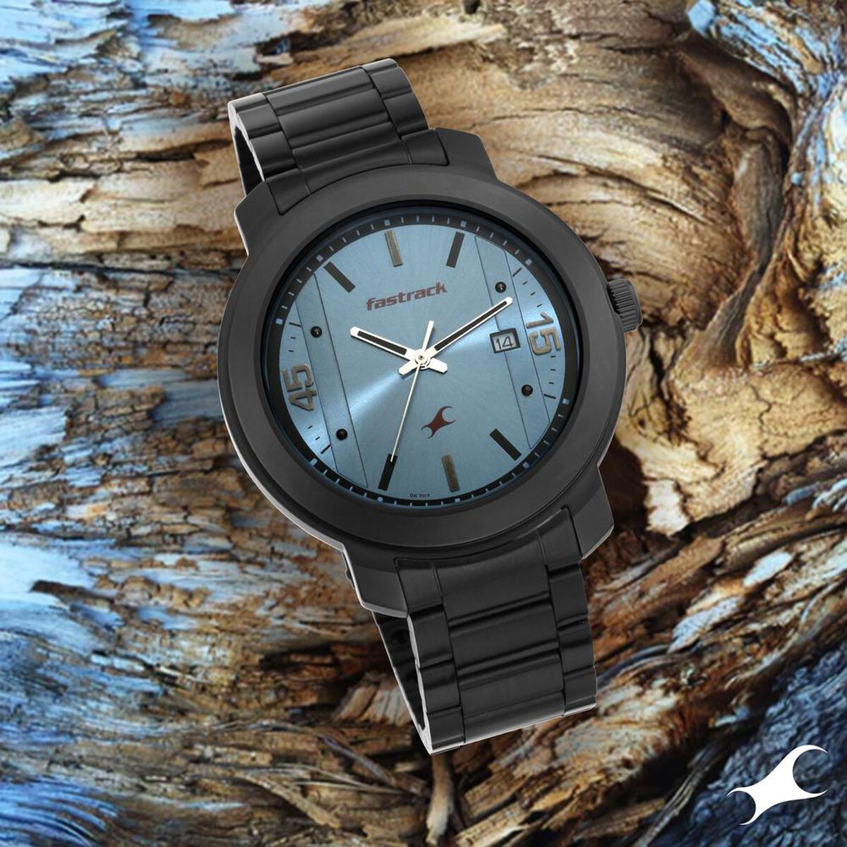 Fastrack Bare Basics Quartz Analog with Date Blue Dial Stainless Steel Strap Watch for Guys 1