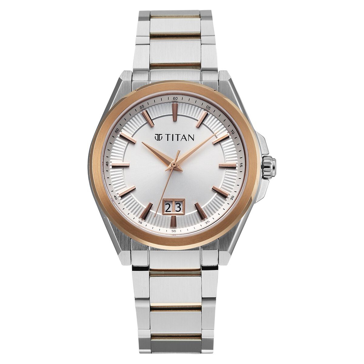 Titan Classique Big Date Analog with Silver Dial Dual Tone Stainless Steel Strap Watch for Men 2