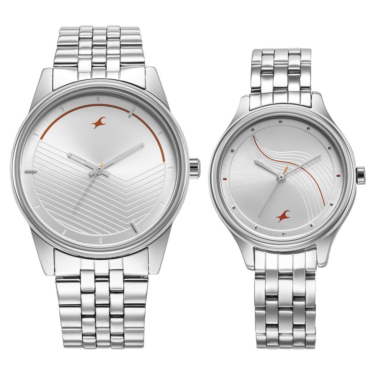 Fastrack Mixmatched Quartz Analog Silver Dial Silver Stainless Steel Strap Watch for Couple 1