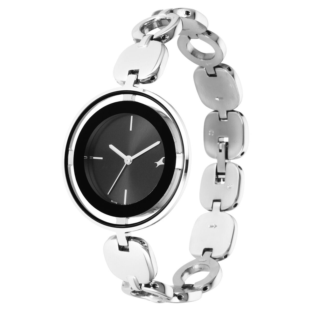 Fastrack Glitch Quartz Analog Silver Dial Metal Strap Watch for Girls 3