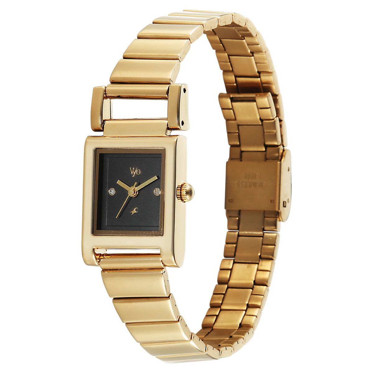 Vyb Muse By Fastrack Quartz Analog Black Dial Golden Stainless Steel Strap Watch For Girls 3