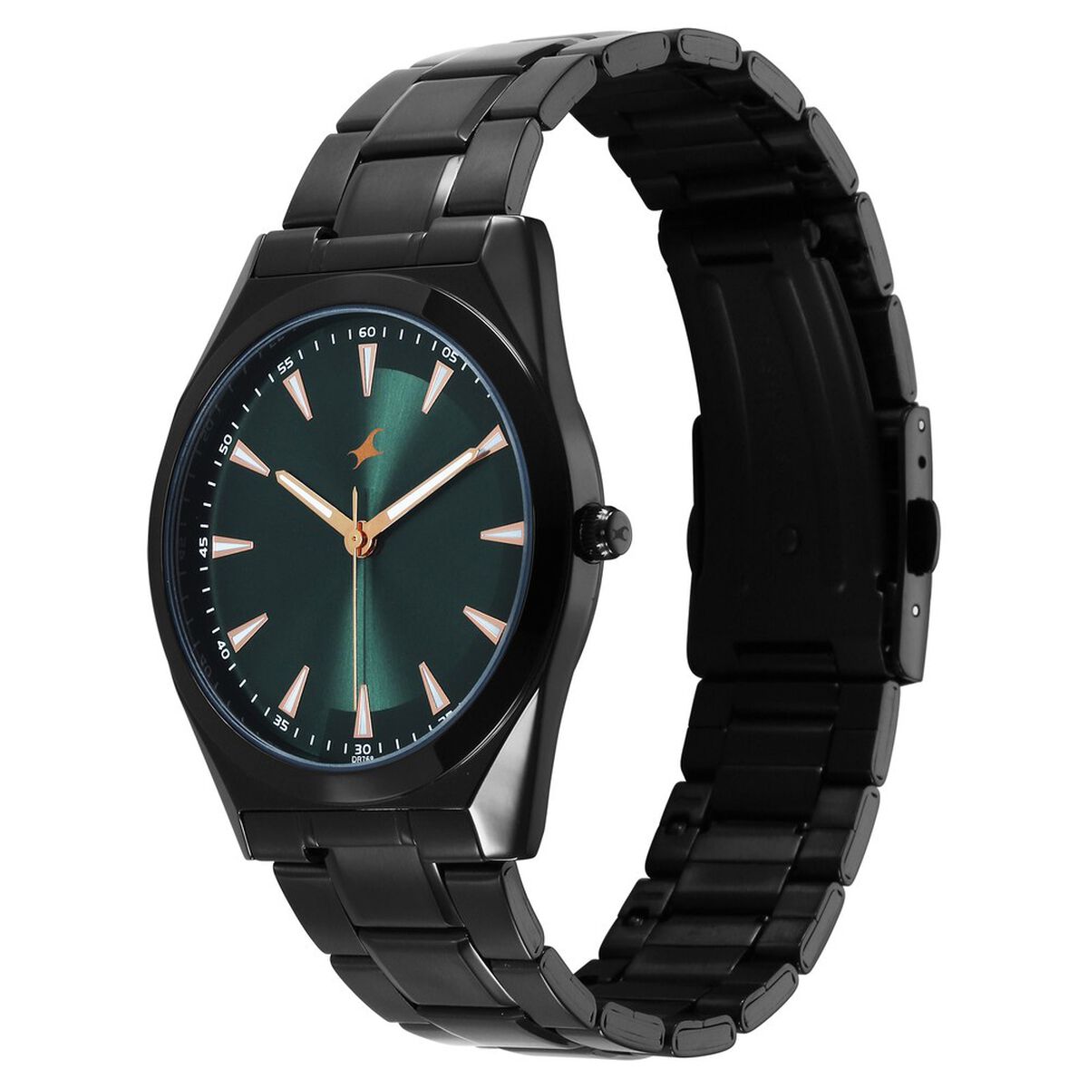 Fastrack Stunners X Quartz Analog Green Dial Stainless Steel Strap Watch For Guys 3
