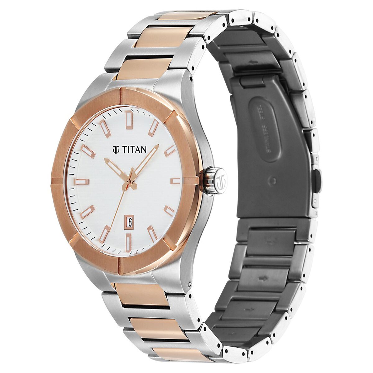 Titan Regalia Marque Analog with White Dial Rose Gold Dual Tone Stainless Steel Strap Watch for Men 3