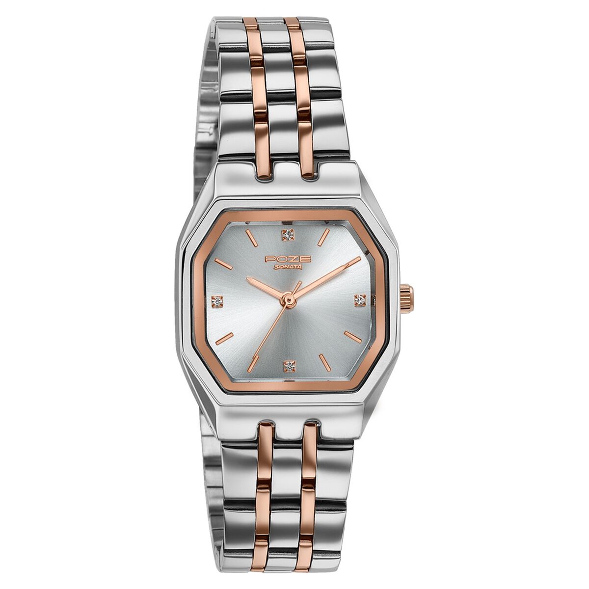 Poze By Sonata Quartz Analog Silver Dial Two Toned Metal Strap Watch For Women 3