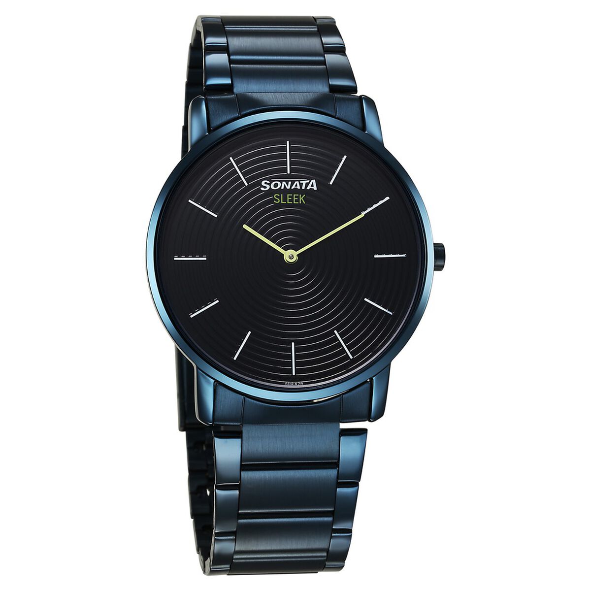 Sonata Sleek Quartz Analog Blue Dial Blue Stainless Steel Strap Watch For Men 1