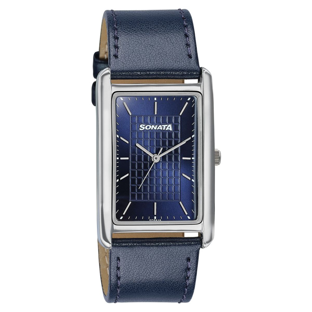 Sonata Ascent Blue Rectangular Watch with Blue Leather Strap 1