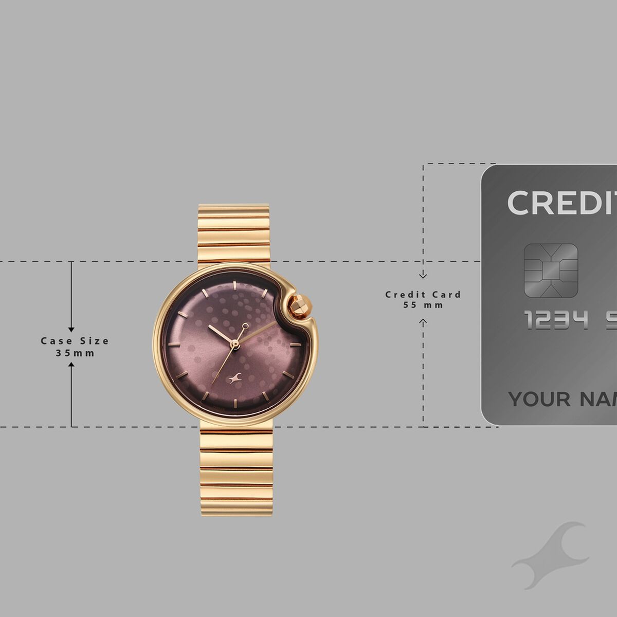 Fastrack Groove Analog with Dusty Purple Dial Rose Gold Metal Strap Watch for Girls 4