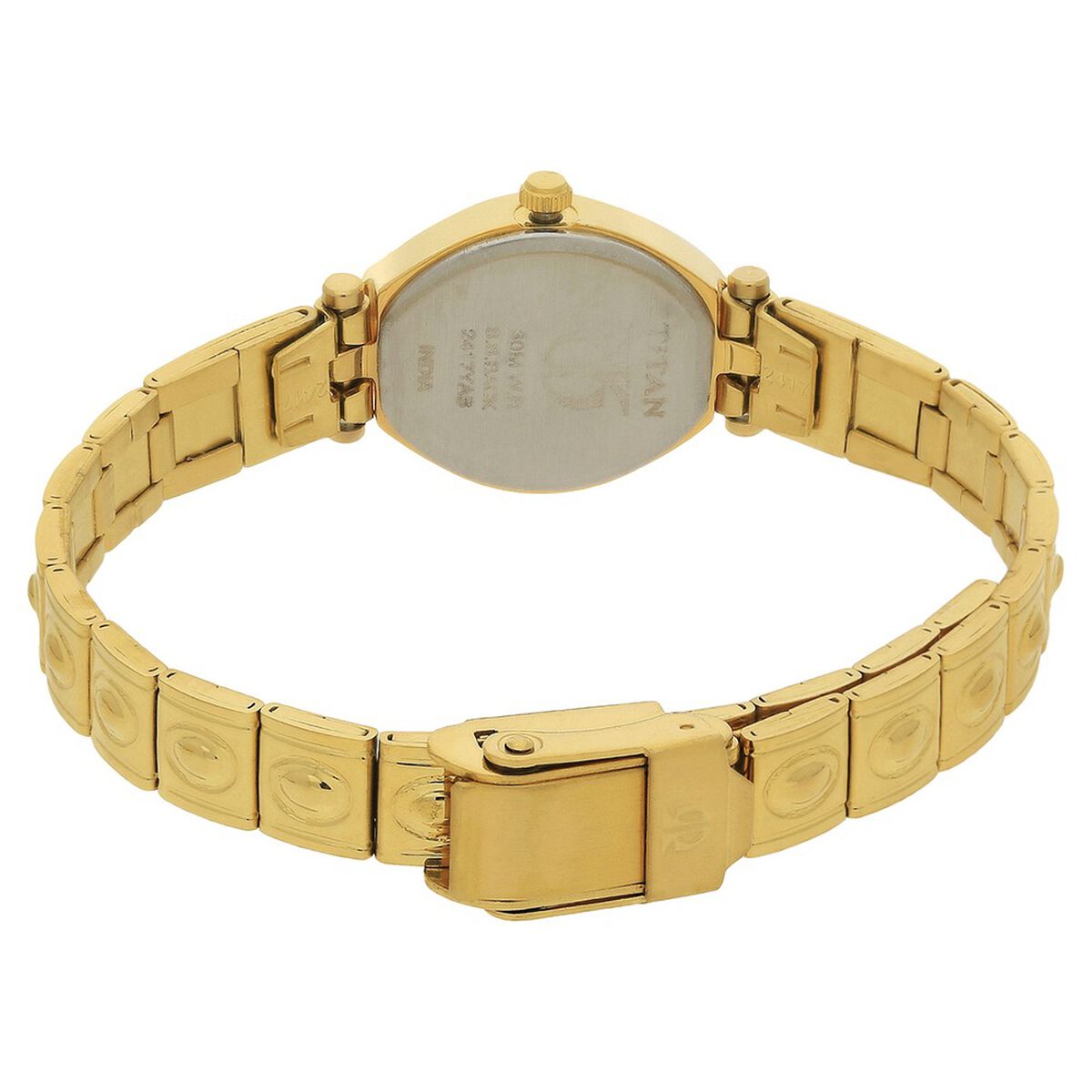 Titan Quartz Analog Champagne Dial Watch For Women With Golden Stainless Steel Strap 4