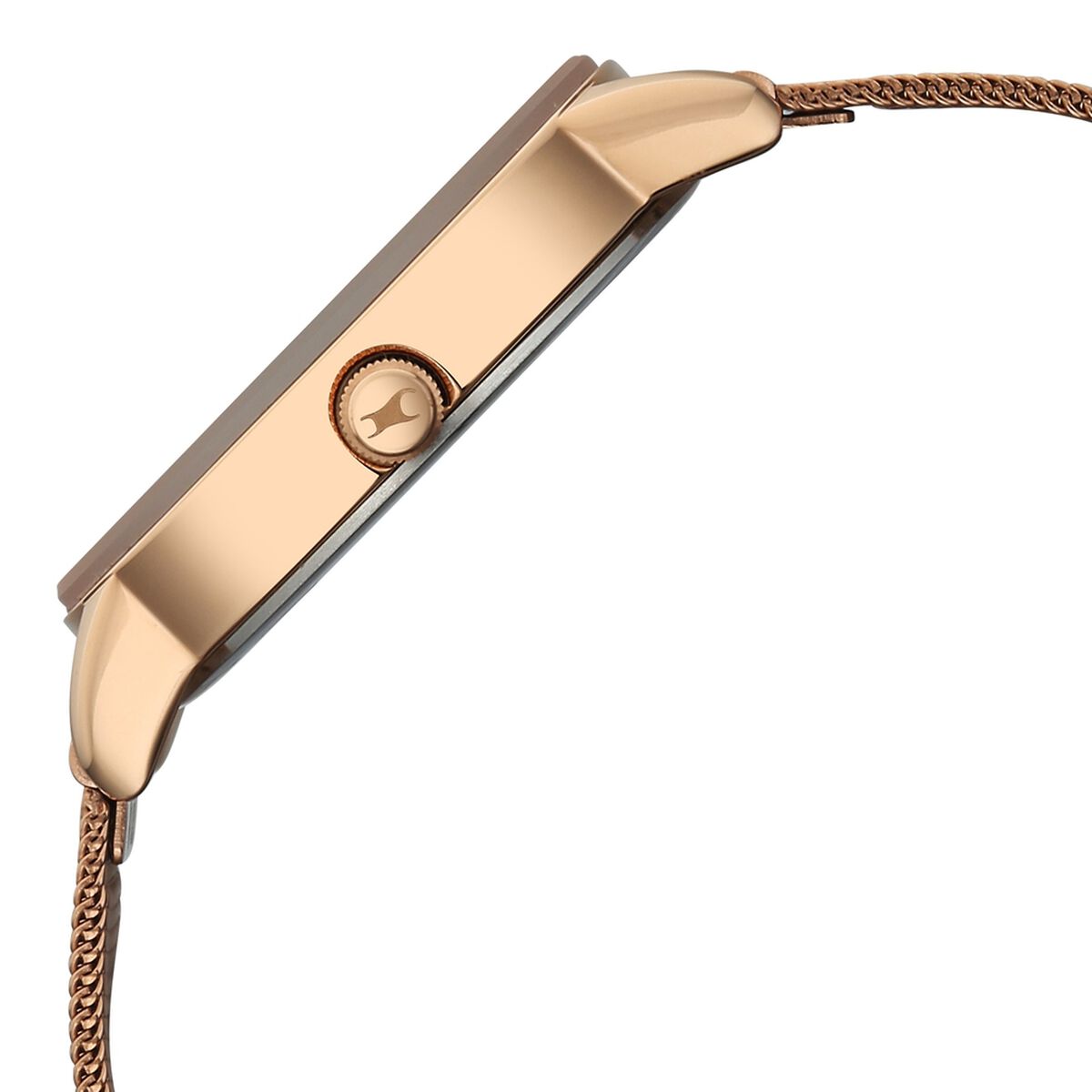 Fastrack Style Up Quartz Analog Brown Dial Rose Gold Colour Stainless Steel Strap Watch For Girls 4