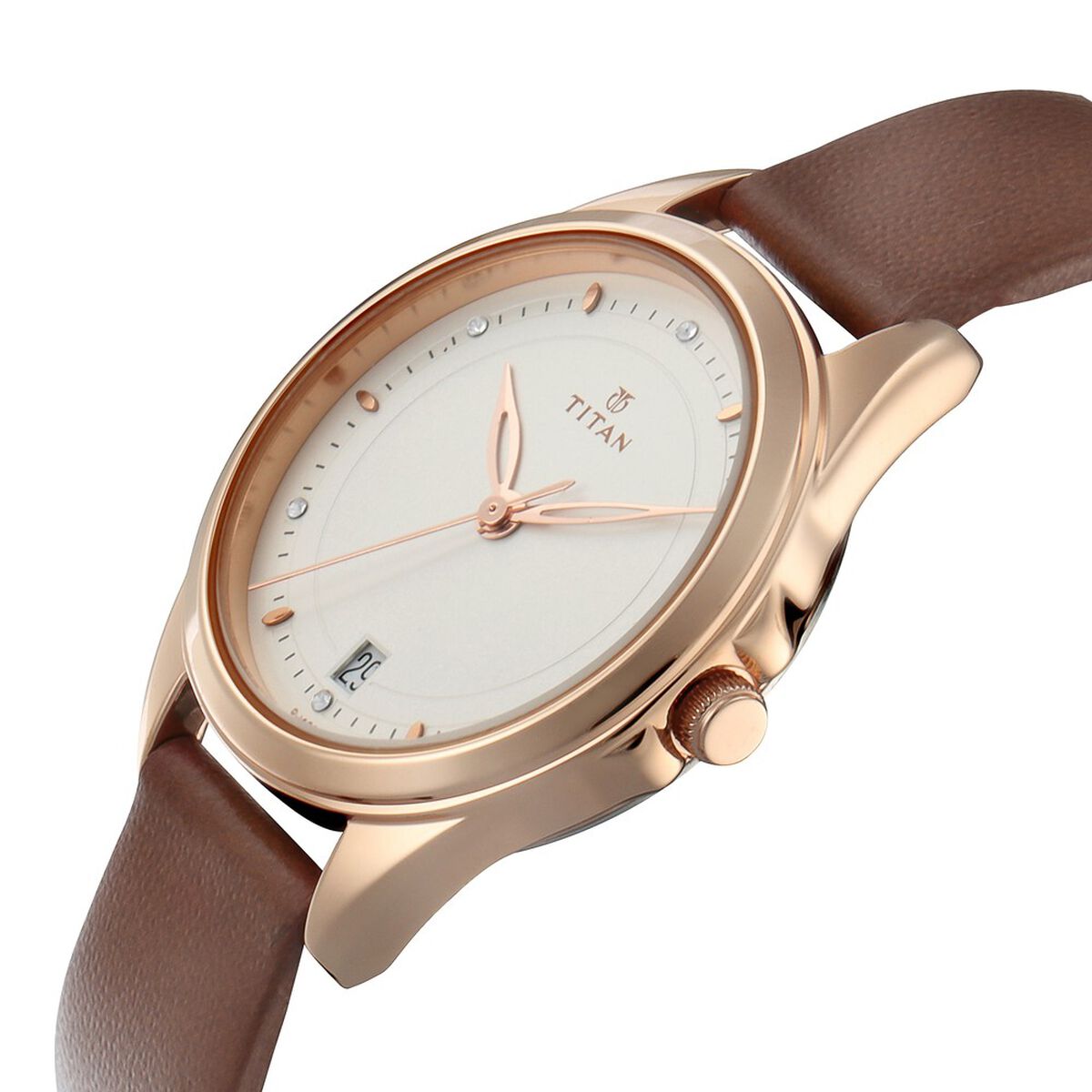 Titan Quartz Analog with Day and Date Silver Dial Leather Strap Watch for Couple 3