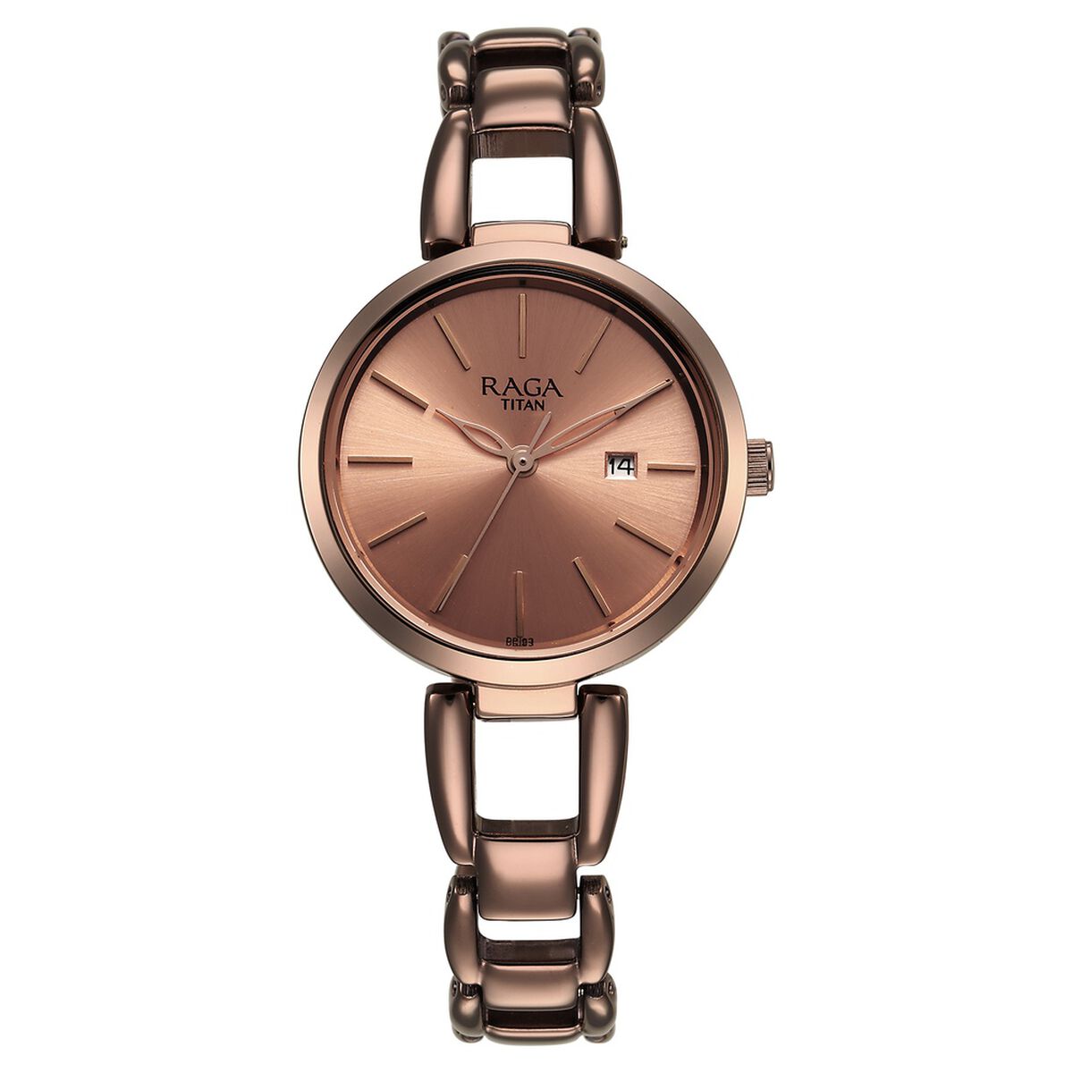 Titan Raga Viva Quartz Analog with Date Rose Gold Dial Brown Metal Strap Watch for Women 2