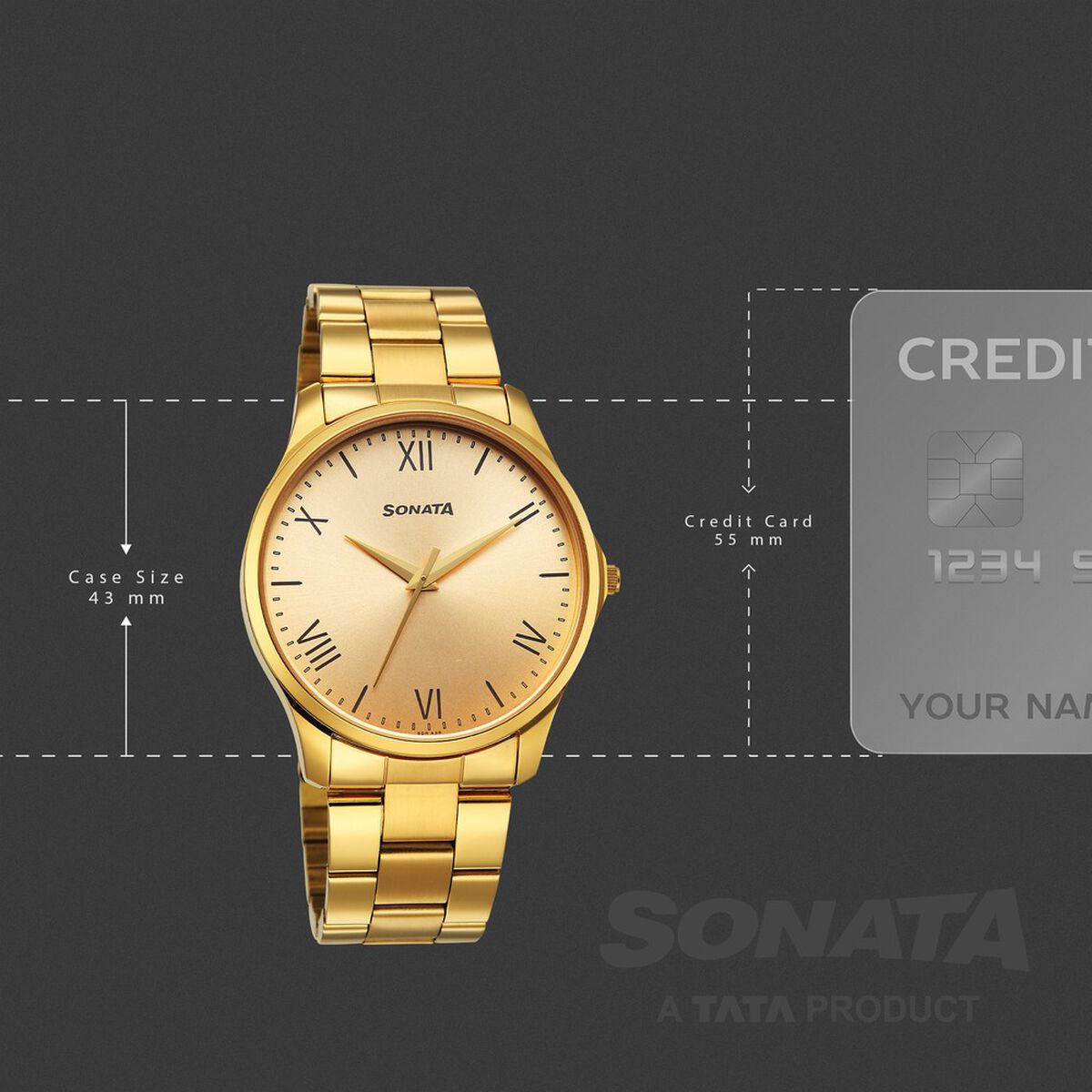 Sonata Traditional Essentials Quartz Analog Champagne Dial Golden Metal Strap Watch For Men 4