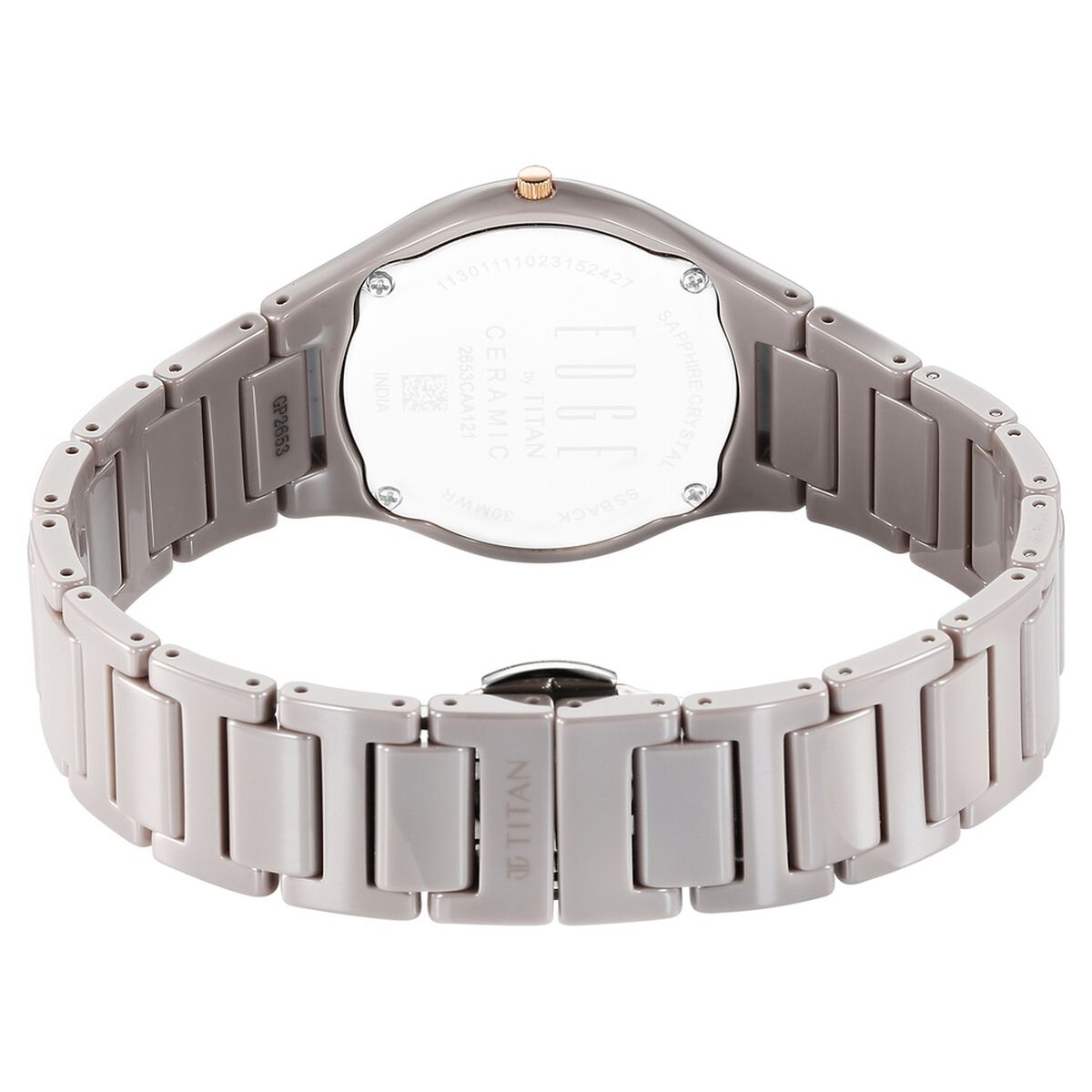 Titan Edge Ceramic Quartz Analog Grey Dial Ceramic Strap Watch For Women 3