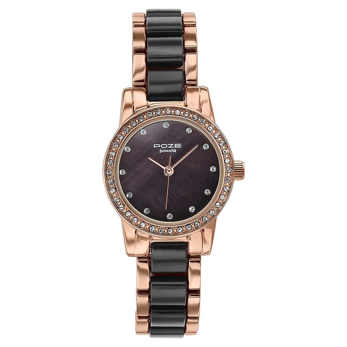 Sonata Poze Quartz Analog White Dial Two Toned Metal & Plastic Strap Watch For Women 1