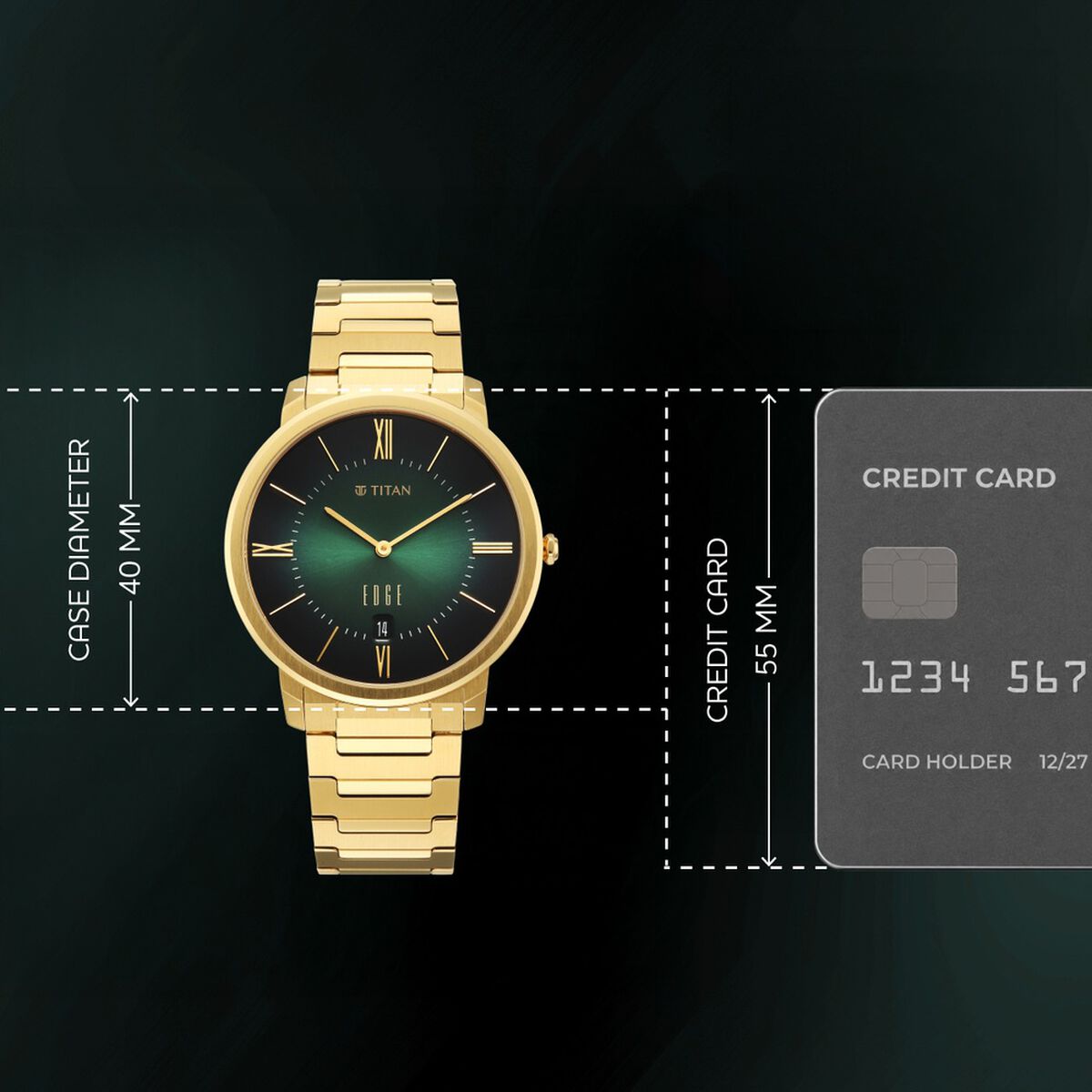 Edge Meister Quartz Analog with Date Green Dial Golden Stainless Steel Strap Watch For Men 4