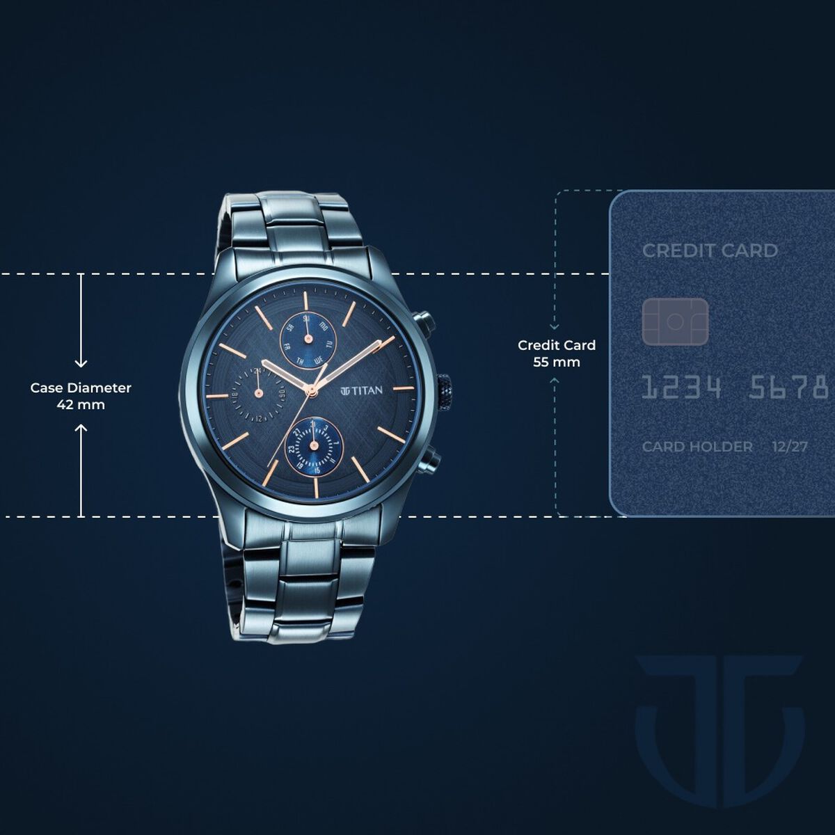 Titan Neo Splash Quartz Analog with Date Blue Dial Blue Stainless Steel Strap Watch For Men 3