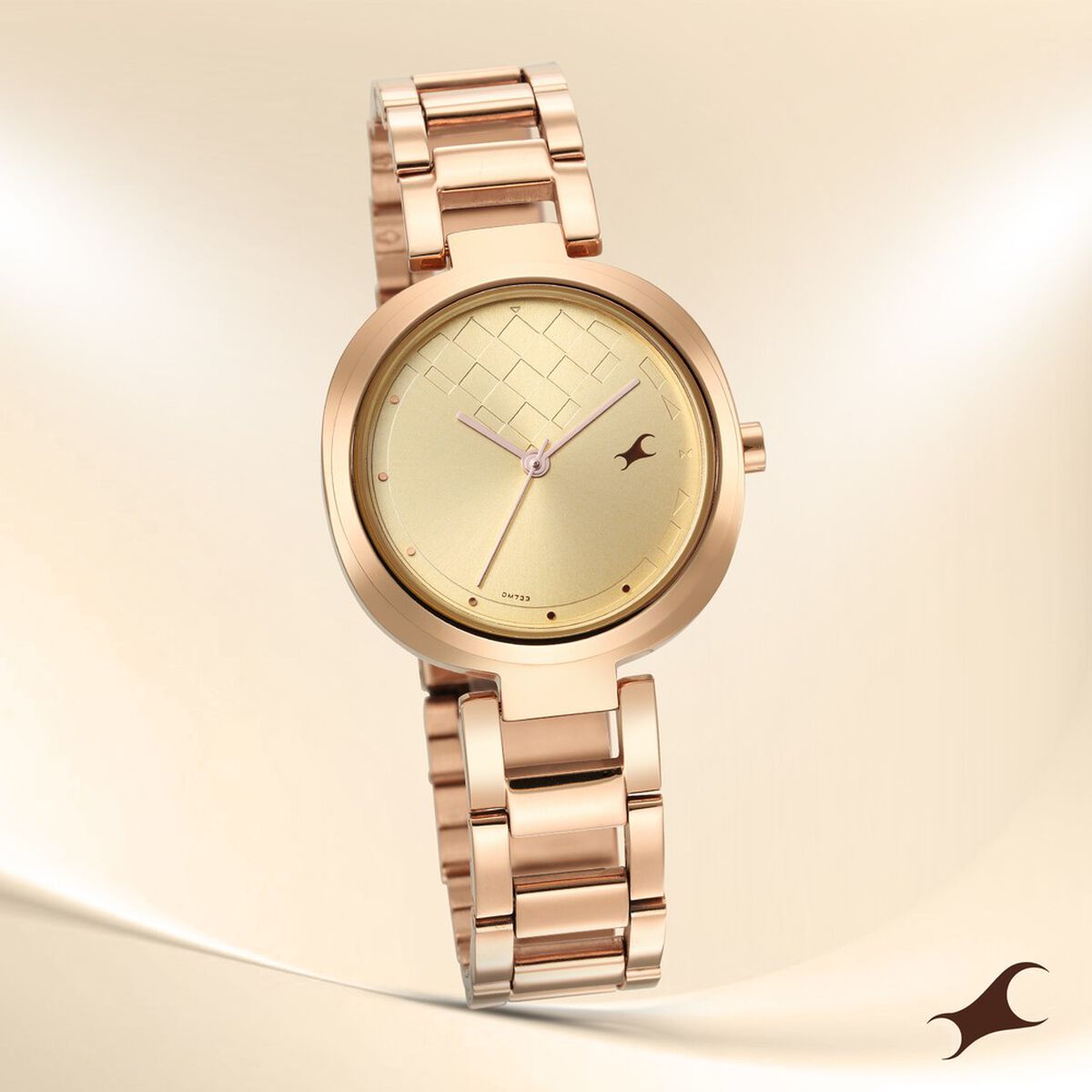 Fastrack Stunners Quartz Analog Golden Dial Stainless Steel Strap Watch for Girls 1