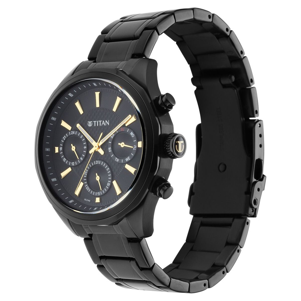 Titan Regalia Opulent Multifunction Black Dial Black Stainless Steel Strap Watch For Men 4
