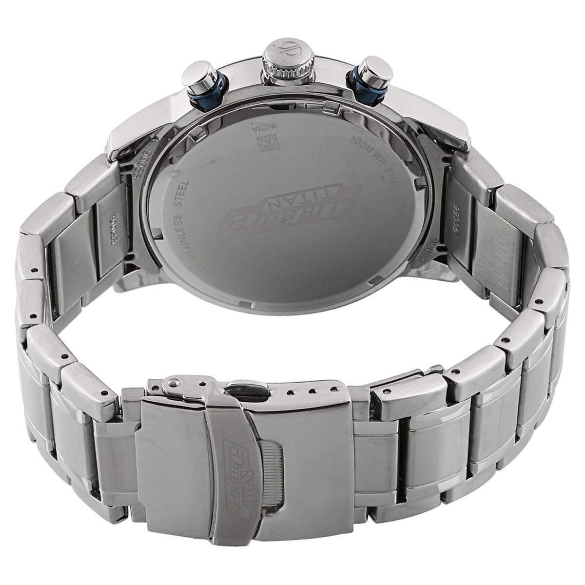 Titan Octane Quartz Chronograph Blue Round Dial Silver Stainless Steel Strap Watch For Men 4