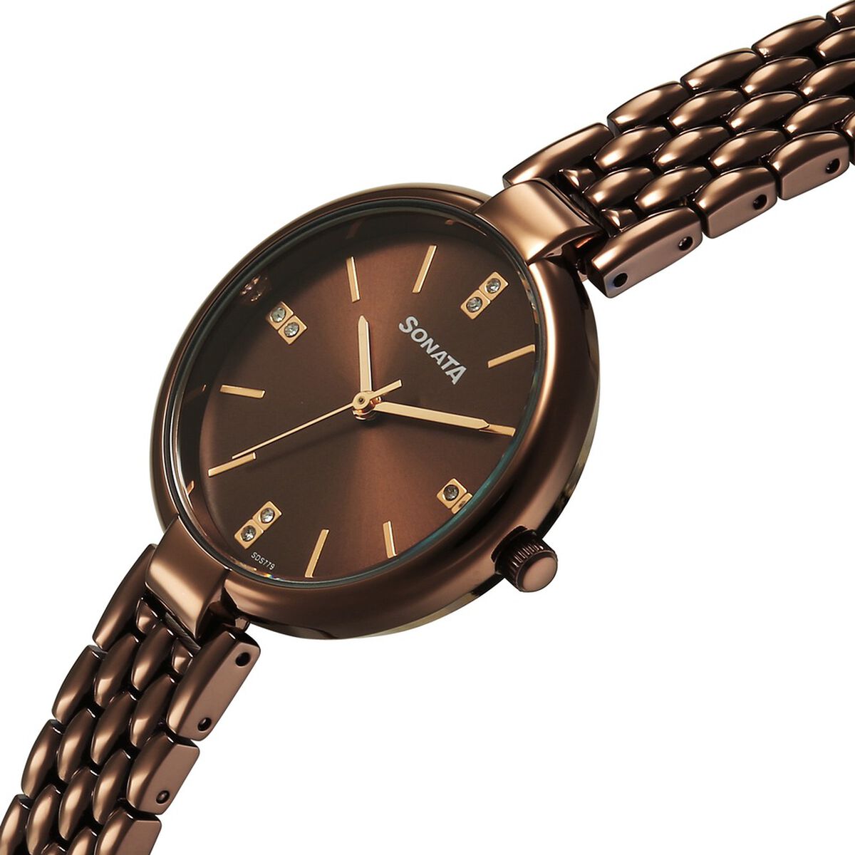 Sonata Festive Quartz Analog Brown Dial Metal Strap Watch For Women 3