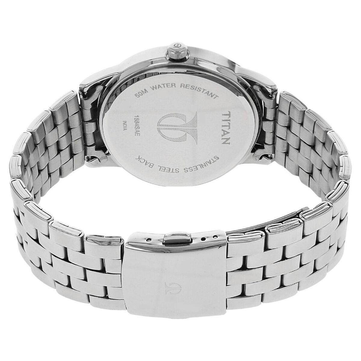 Titan Quartz Analog with Date Black Dial Stainless Steel Strap Watch for Men 4