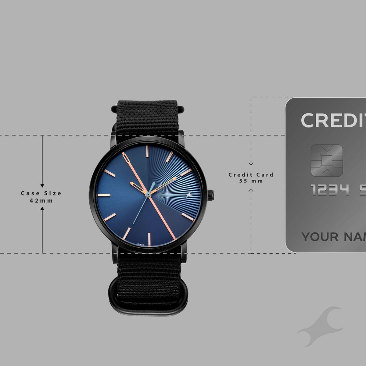 Fastrack 9 to Fine Analog with Blue Dial Nato Strap Watch for Guys 4