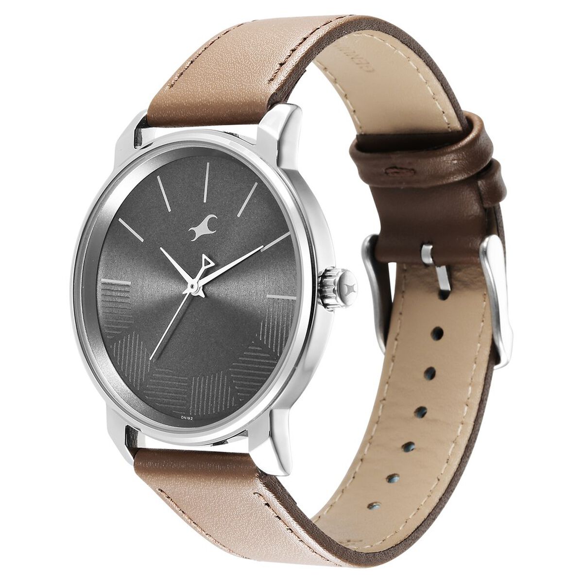 Fastrack Stunners Quartz Analog Grey Dial Brown Leather Strap Watch For Guys 3