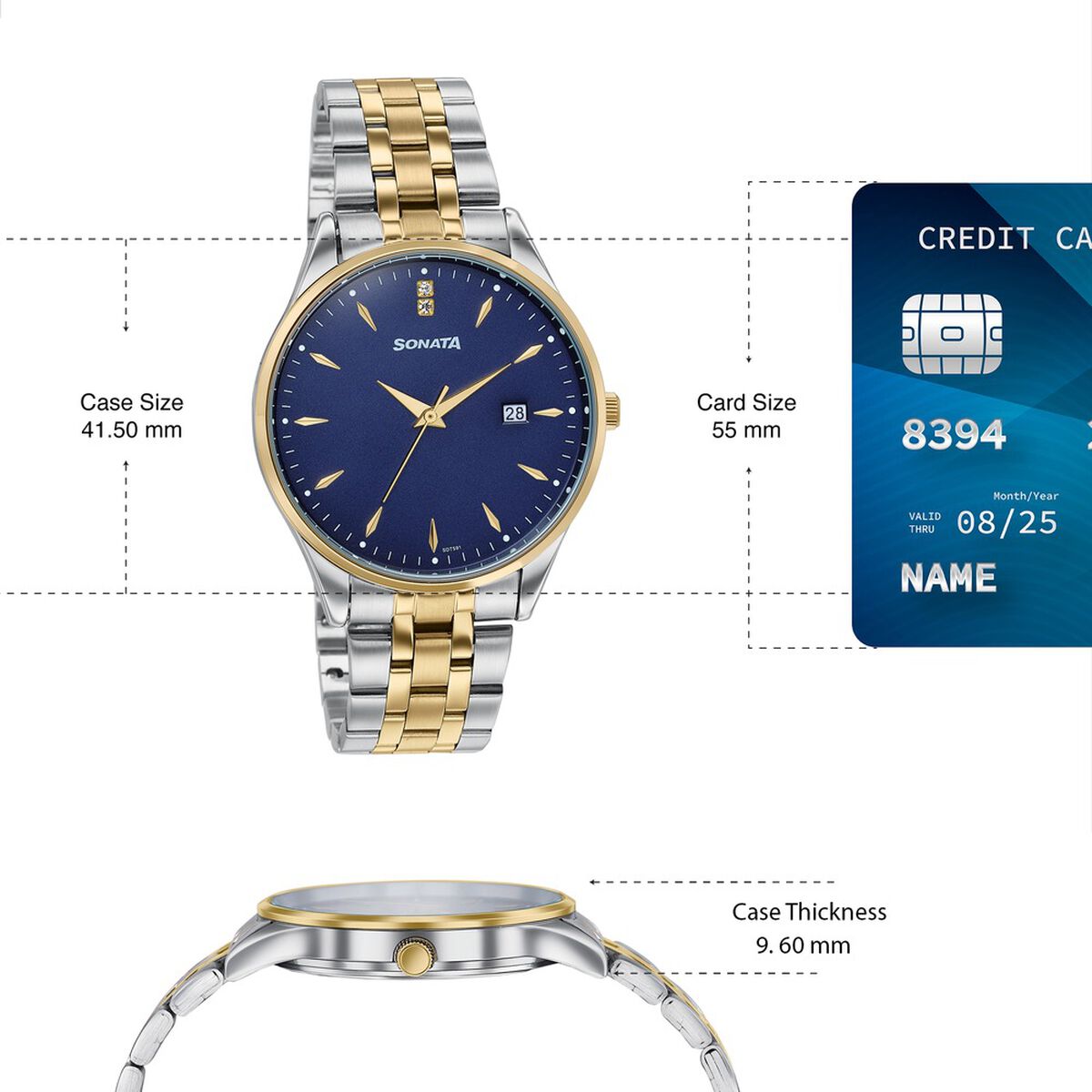Sonata Jashn Quartz Analog Blue Dial Two Toned Metal Strap Watch For Couple 4