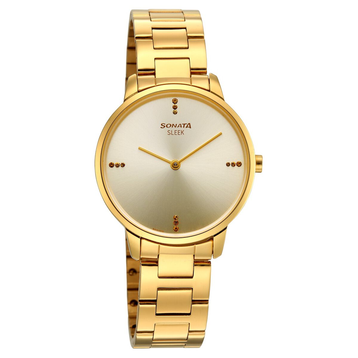 Sonata Sleek Women Gold Dial Ultra-Slim Gunmetal Watch 1