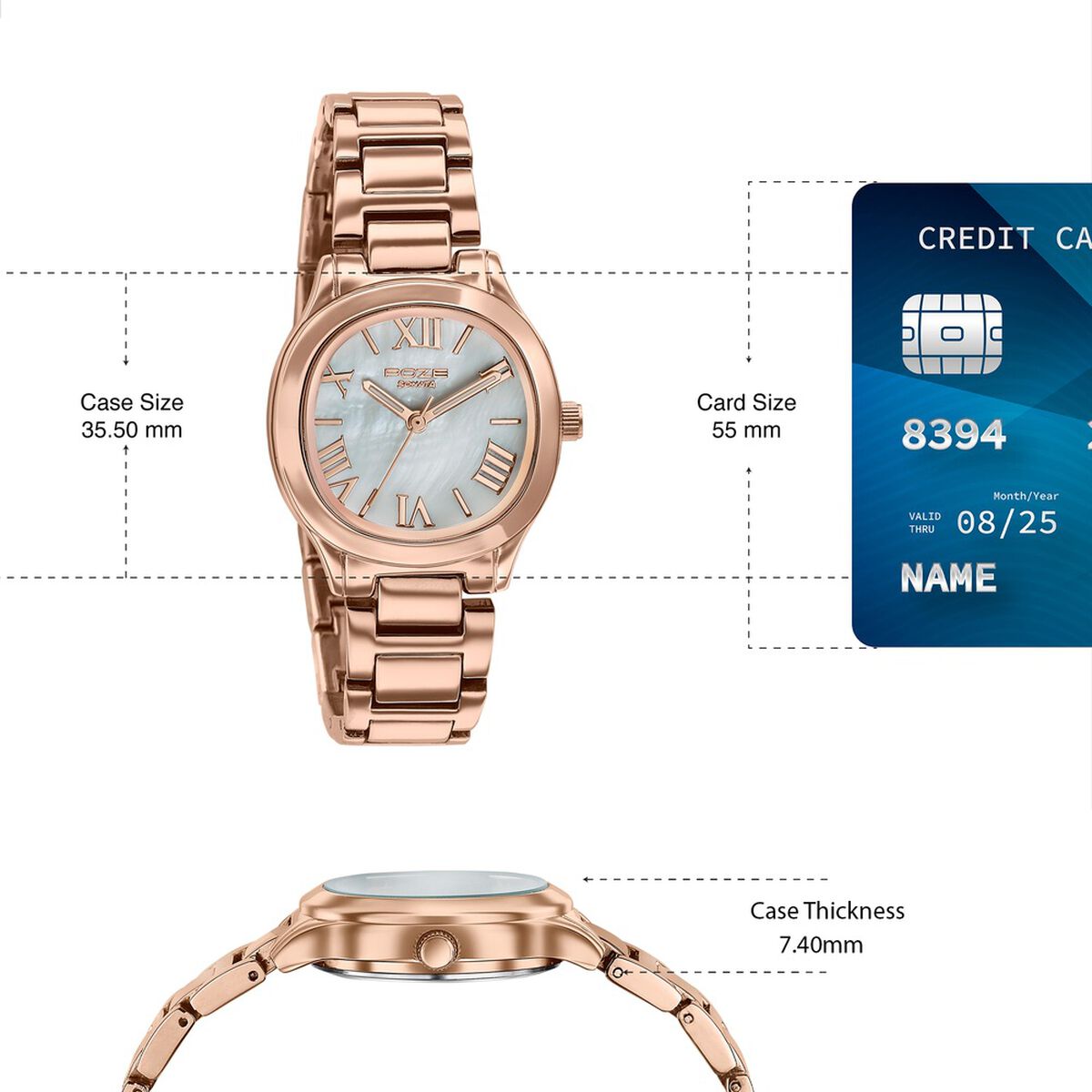 Poze By Sonata Quartz Analog White Mother of Pearl Dial Rose Gold Metal Strap Watch For Women 4