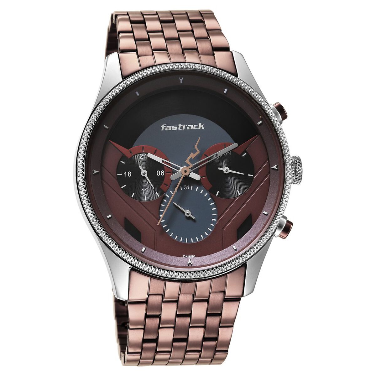 Fastrack Thor Quartz Multifunction Red Dial Metal Strap Watch for Guys 3